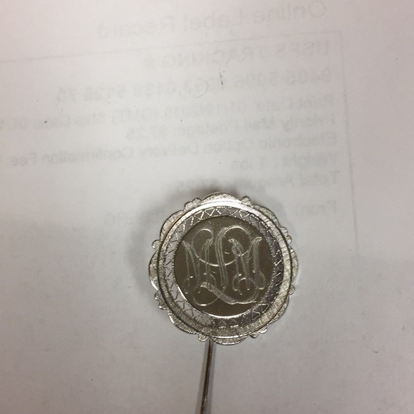 Vintage Sterling stick pin engraved MML made Anson - Picture 3 of 5